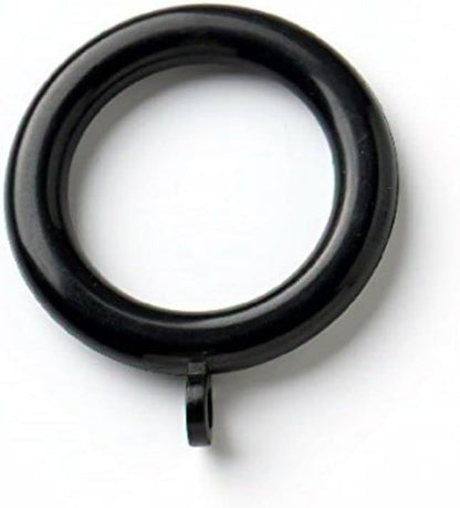 Merriway BH03245 (24 Pcs) Plastic Curtain Drapery Pole Rod Rings with Fixed Eye, Inner Diameter 37mm (1.7/16 inch) Outer Diameter 50mm (2 inch) Black - Pack of 24 Pieces