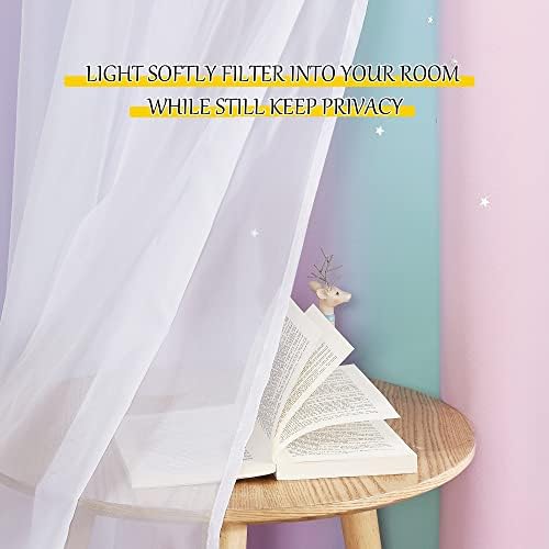 NICETOWN Curtains for Girls Bedroom Kids Curtain Star Cutout Rainbow Curtain for Girls Room Decor Window Nursery Curtain 84 inches Long Grommet, 2 Panels, W42 x L84, Purple & Blue & Pink
