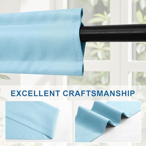 XWZO Sleeve Topper with Top Bottom Ruffle Sleeves Valances Home Décor Window Treatment Bedroom Nursery Kitchen Window Curtain Header, 58" x 5",1 Piece, Textured-Sky Blue