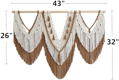 large macrame wall hanging - Boho Tapestry Macrame Wall Decor Art- Chic Bohemian Handmade Woven Tapestry Home Decoration for Bedroom Living Room Apartment Wedding Party - 43"x32" (Beige-Brown)