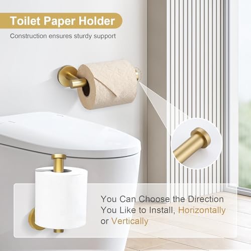TQKAG 5 Piece Bathroom Accessories Set Brushed Gold Bathroom Hardware Set 23....