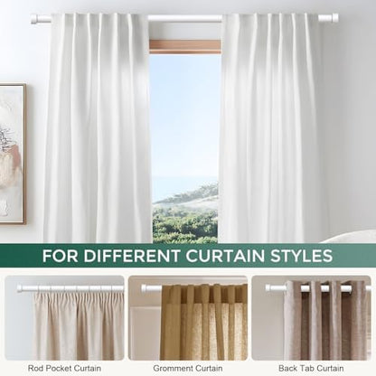 VOIIY White Curtain Rods for Windows 48 to 84 Inch(4-7 Feet),1" Diameter Drapery Rods with Modern Style End Cap Finials,Size:36-88 Inch