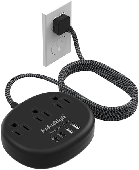 Black Extension Cord 10 Feet, 1625W Extension Cord 3 Prong by YourBetterchoice