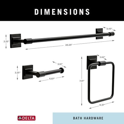 delta faucet mclaren 3-piece bathroom set, matte black on a desk or shelf