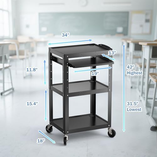 pochar steel av cart on wheels - rolling, close-up detail