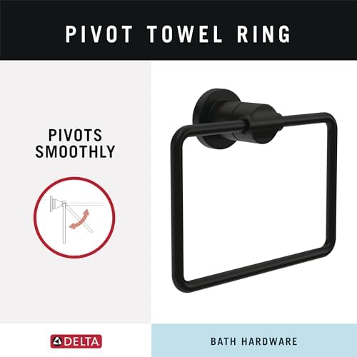 delta 4-piece matte black bathroom set towel rack shown in use
