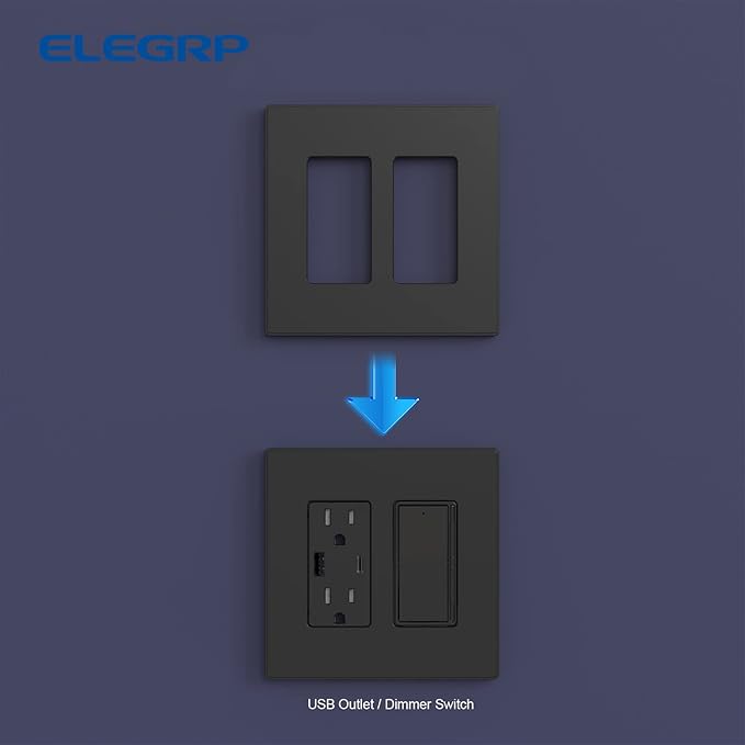 ELEGRP 2 Gang Screwless Decorative Wall Plates, Mid-Size Unbreakable - Image 5