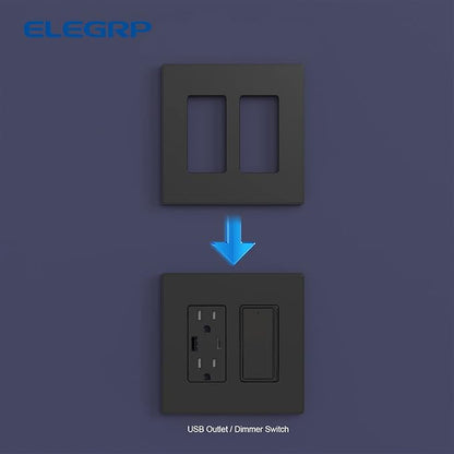 ELEGRP 2-Gang Screwless Decorative Wall Plates, Mid-Size 4.88" height x 4.94" - Image 5
