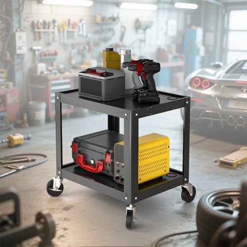 pochar steel av cart on wheels - rolling, front angle view