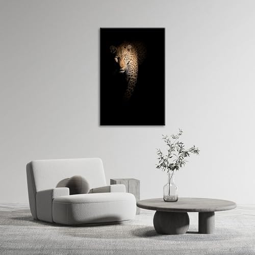 SEVEN WALL ARTS Leopard Wall Art Wildlife Portrait Photography Close-Up Animal Print Framed Artwork for Living Room, Bedroom, or Office Decor, 24"x36"