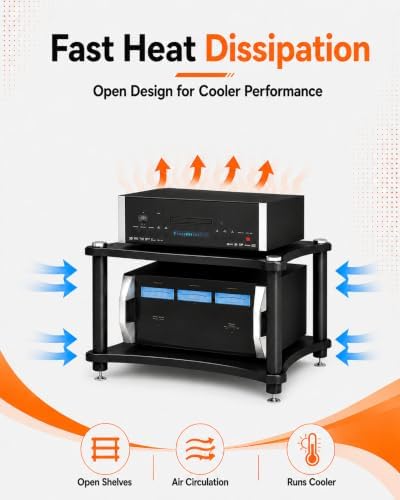 heavy duty 2-tier av media stand, 176 lb on a desk or shelf