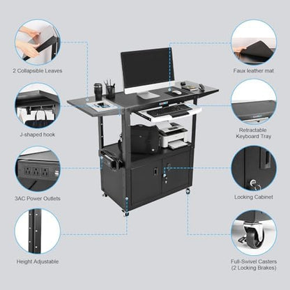 av cart with wheels,computer cart,rolling height adjustable utility, package contents