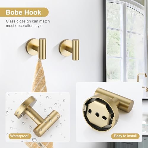 TQKAG 5 Piece Bathroom Accessories Set Brushed Gold Bathroom Hardware Set 23....