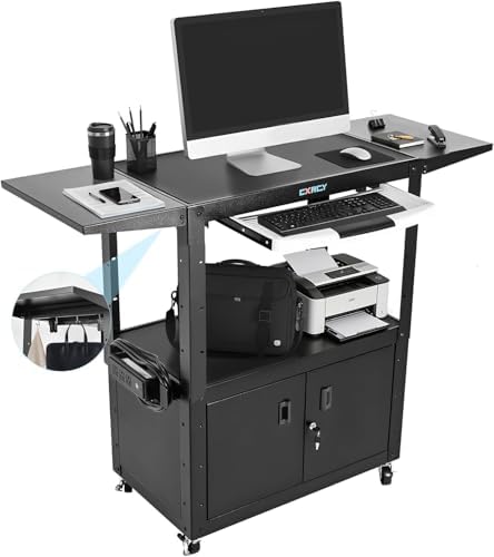 av cart with wheels,computer cart,rolling height adjustable utility, main product view