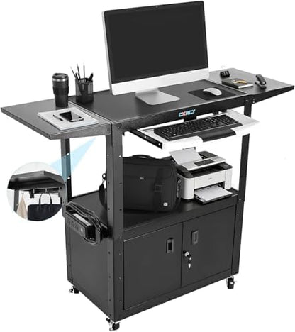 av cart with wheels,computer cart,rolling height adjustable utility, main product view