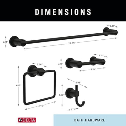 delta 4-piece matte black bathroom set towel rack on a desk or shelf
