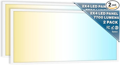 Sunco 2x4 LED Flat Panel Light Drop Ceiling Office Fixture, 7700 LM, Selectable by SuncoLighting