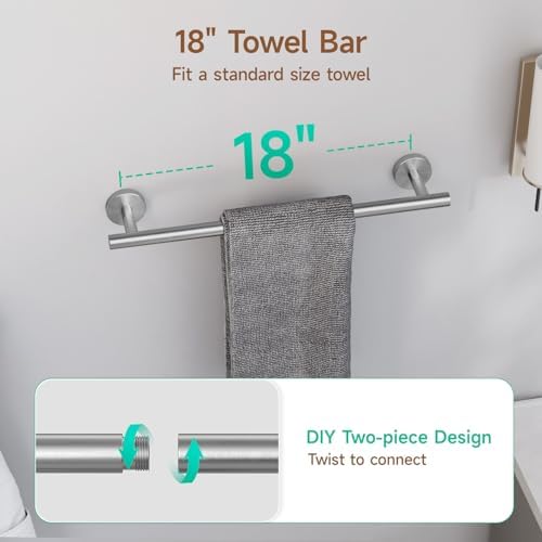 ushower 4pcs brushed nickel bathroom accessories set, 18-inch, close-up detail