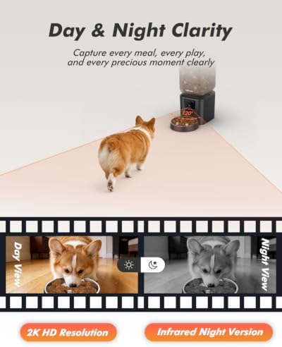 automatic dog feeder with 2k cameras - 8l/, side view