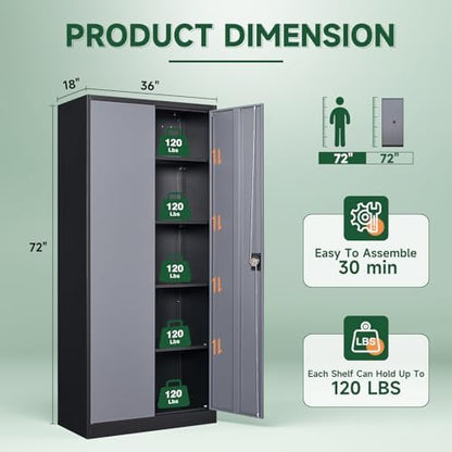 letaya metal garage storage cabinets with lock door, close-up detail