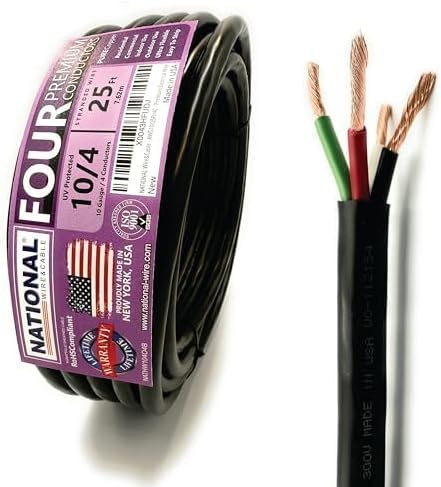 NATIONAL Wire & Cable – 10 AWG 4-Conductor Premium Copper Wire, 25 ft, Stranded by NATIONALWireCable