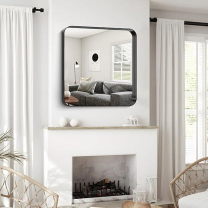 circumi black bathroom mirror, 30"x30" rectangular mirror for showing dimensions