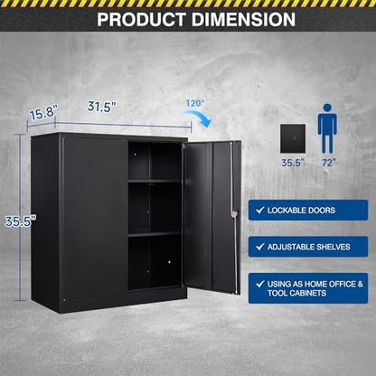 fesbos metal storage cabinet-36” tall steel file cabinets, close-up detail