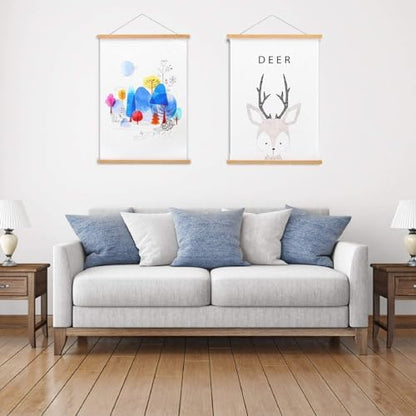 FALAMON 2 Pack Magnetic Poster Hanger Frame, 12x16 12x18 12x24 Teak Wood Magnet Poster Frame for Hanging Posters, Prints, Photos, Pictures, Maps, Scrolls, and Canvas Artwork