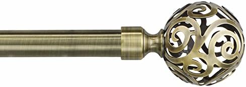 CHICOLOGY 3/4 to 1 inch Diameter Pole for Drapes Finials, Window Decor Elegant Finished, Bronze, Nickel & Black Curtain Rods, 48 to 86 inches, Antique Brass-Clare (Pack of 2)