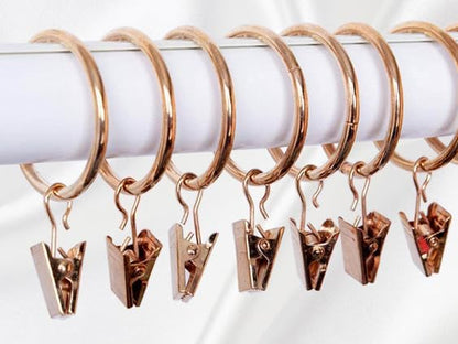 leoyoubei Metal Drapery Curtain Rings with Clips,Decorative Drapery Curtain Clip Rings, Premium Iron Metal Material 30-Pieces-Interior Diameter (Rose Gold, 2.5")