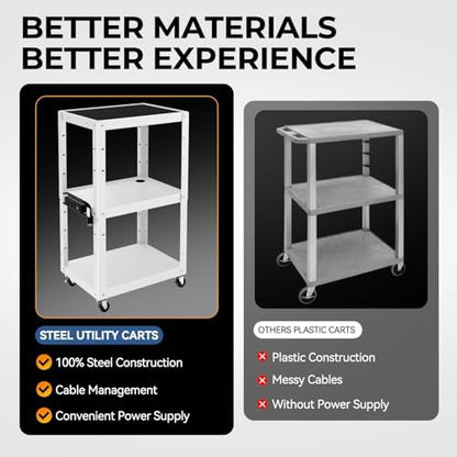 auto dynasty adjustable av cart w/power strip, 4 showing dimensions