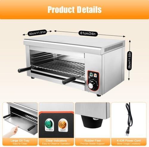 Electric Cheese Melter, 1500W Countertop Salamander Broiler, Commercial - Image 5