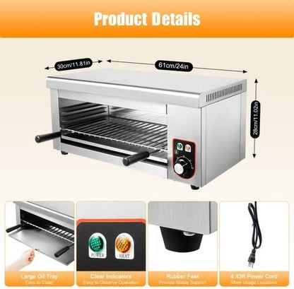 Electric Cheese Melter, 1500W Countertop Salamander Broiler, Commercial - Image 5