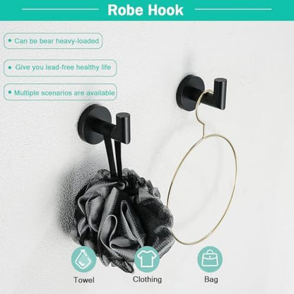 matte black bathroom hardware accessories set 4 pieces,18, close-up detail