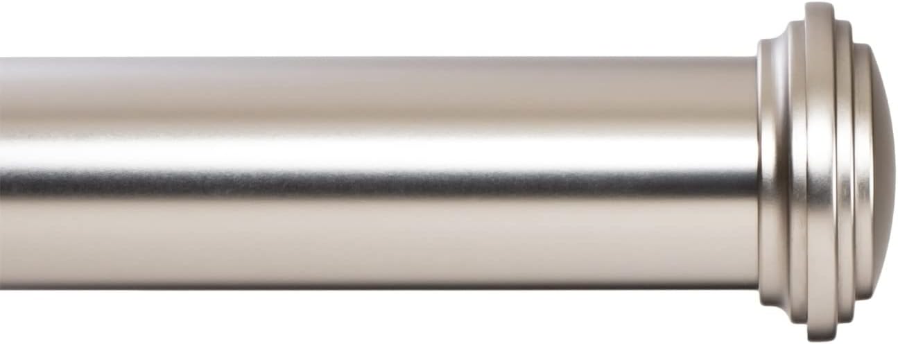 Ivilon Window Curtain Rod Decorative End Cap Design, 1 Inch Rod, 48 to 86 Inch. Satin Nickel