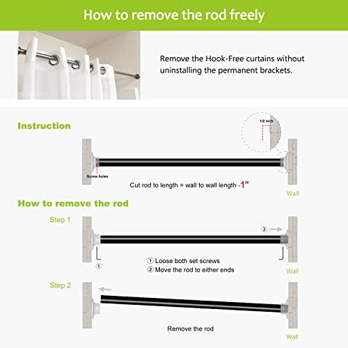 Naiture 304 Stainless Steel 36" Straight Shower Curtain Rod, Black | One-Piece Rod, Cut to Fit, Rustproof, Heavy-Duty Zinc Alloy Flange, Permanent Wall Mount, Mounting Hardware Included
