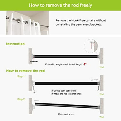 Naiture 304 Stainless Steel 36" Straight Shower Curtain Rod, Black | One-Piece Rod, Cut to Fit, Rustproof, Heavy-Duty Zinc Alloy Flange, Permanent Wall Mount, Mounting Hardware Included