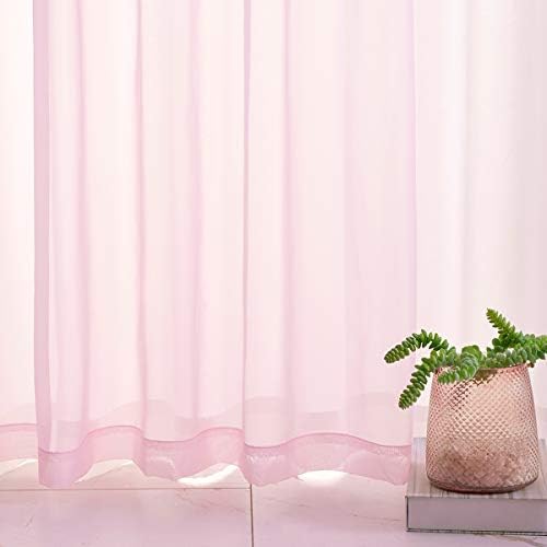 Christmas Baby Pink Sheer Pink Voile Curtains Short Translucent Solid Color 45 Inch Length Rod Pocket Baby Pink Sheers 45 Inches Long For Small Windows Bedroom Living Room Kitchen 2 Panels 52x45