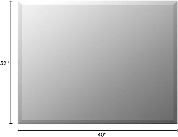 Mirrorons Beveled Mirror, Wall Mirror 40" x 32", Frameless Rectangle Bathroom - Image 8