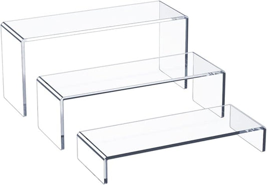 HIIMIEI Acrylic Display Riser, 3 Step 9" Large Acrylic Risers, Tiered Display by HIIMIEI