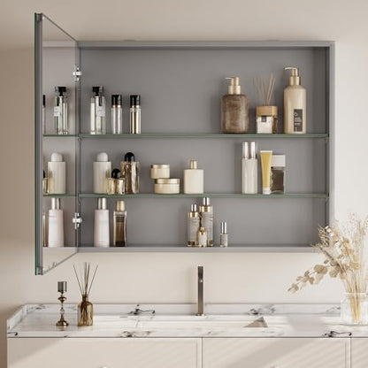 16" x 24" bathroom medicine cabinet mirror, aluminum, side view