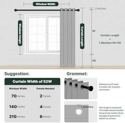 h.versailtex 100% blackout linen curtains 63" l heathered, front angle view