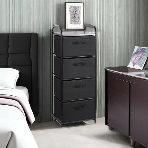 MAX Houser 4 Drawer Fabric Dresser Tall Storage Tower, Dresser Chest - Image 5