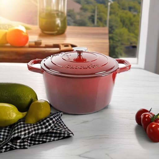 Crock-Pot Artisan 7-Quart Round Enameled Cast Iron Dutch Oven – Scarlet Red - Image 5