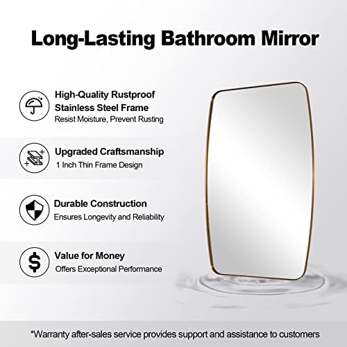 andy star oval mirrors for bathroom, 20x28 gold showing dimensions