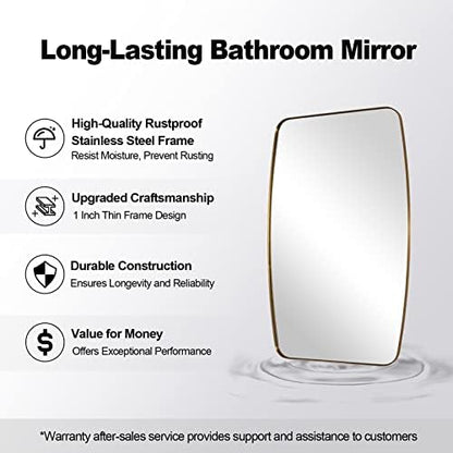 andy star oval mirrors for bathroom, 20x28 gold showing dimensions