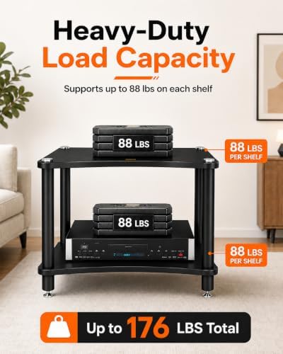 heavy duty 2-tier av media stand, 176 lb, package contents