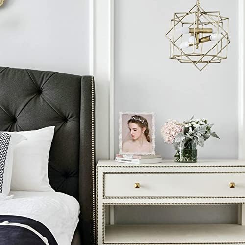 DIKAR 8x10 Picture Frame with Pearl for Wedding, Silver Plated with HD Acylic Finish Photo Frames with Rhinestones for Horizontal and Vertical Decor Tabletop Display