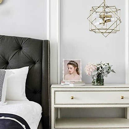 DIKAR 8x10 Picture Frame with Pearl for Wedding, Silver Plated with HD Acylic Finish Photo Frames with Rhinestones for Horizontal and Vertical Decor Tabletop Display