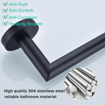 matte black bathroom hardware accessories set 4 pieces,18, front angle view